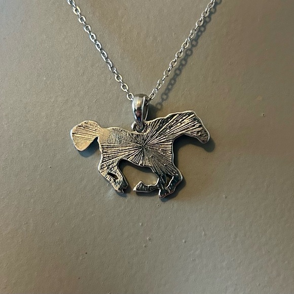 Glacier Pearle Galloping Horse Necklace, Abalone Shell And Rhinestones, 18 In. - Picture 3 of 4